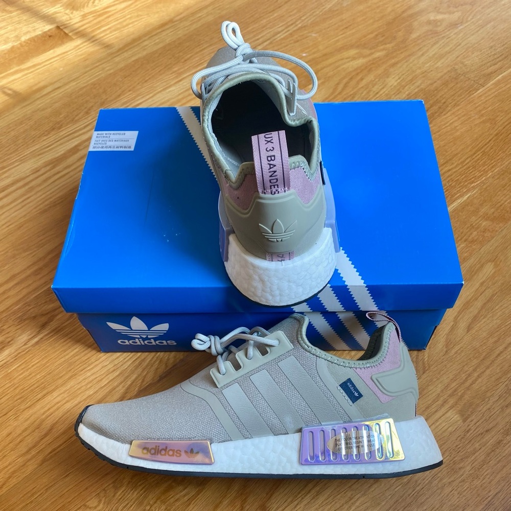 Adidas Women's Gray and Purple Athletic Sneakers - Picture 2 of 6
